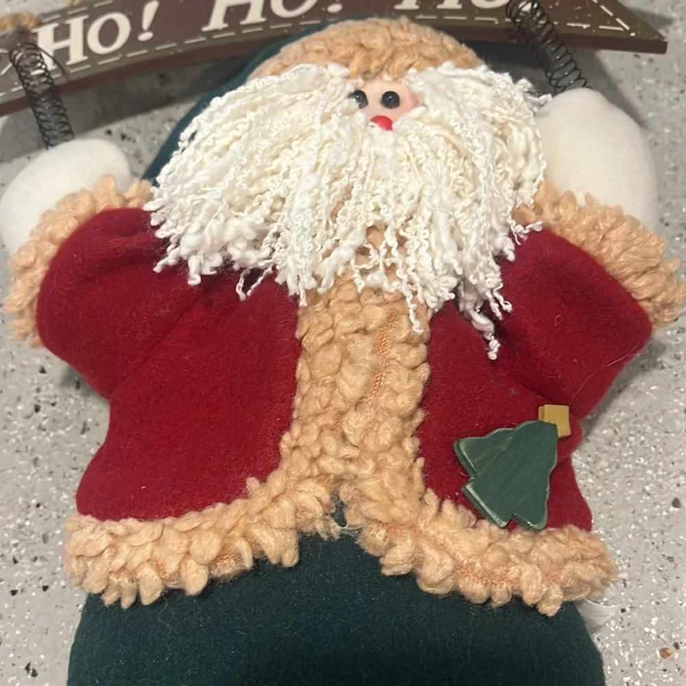 PLUSHY SANTA CLAUSE WITH WOODEN SIGN HANGING DECOR